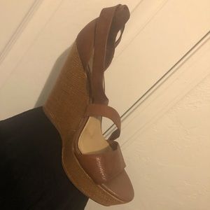 Brown Leather Giani Bini Wedge Sandals